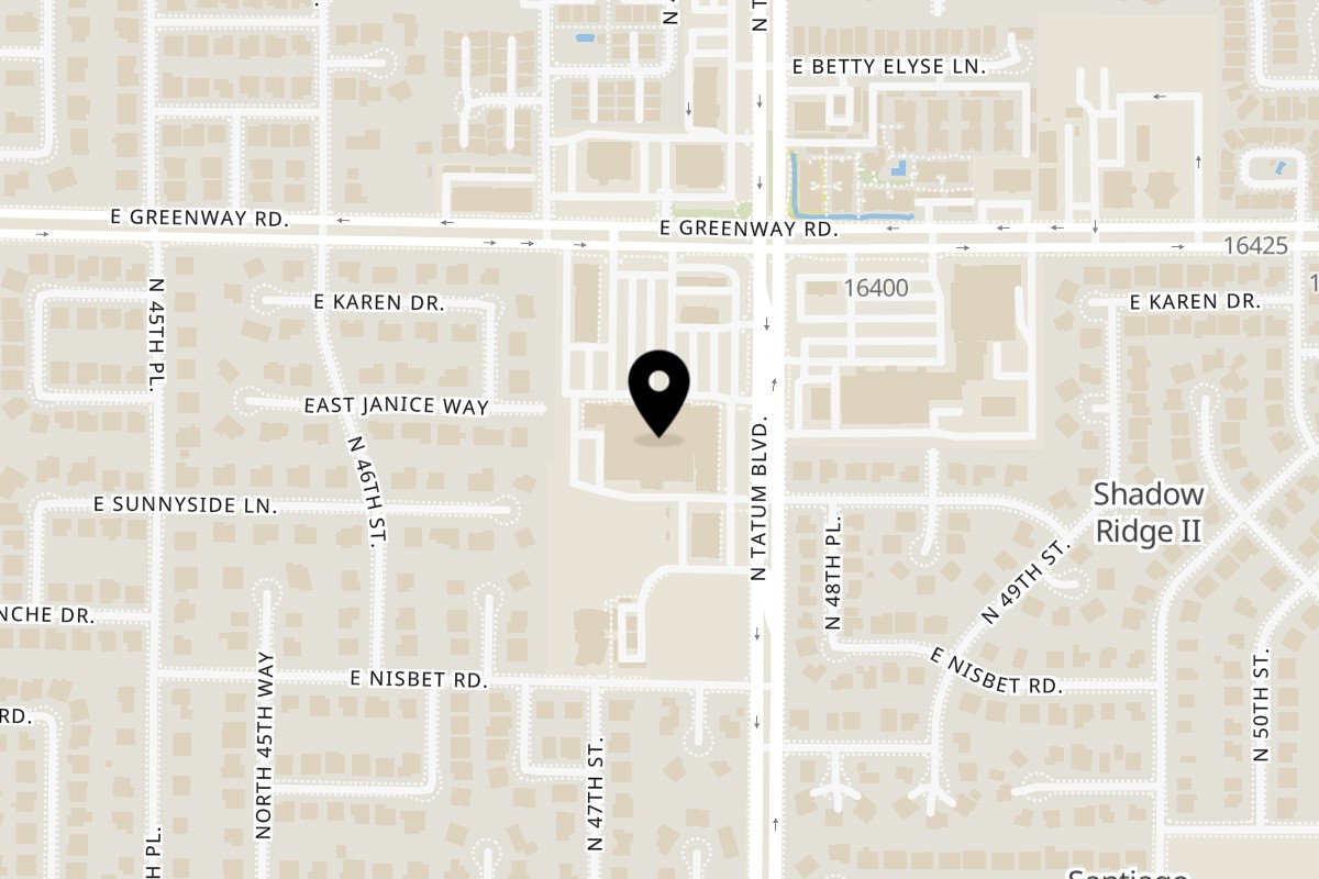 Map showing the location of ZK Grill North Phoenix on 4757 E Greenway Rd in Phoenix